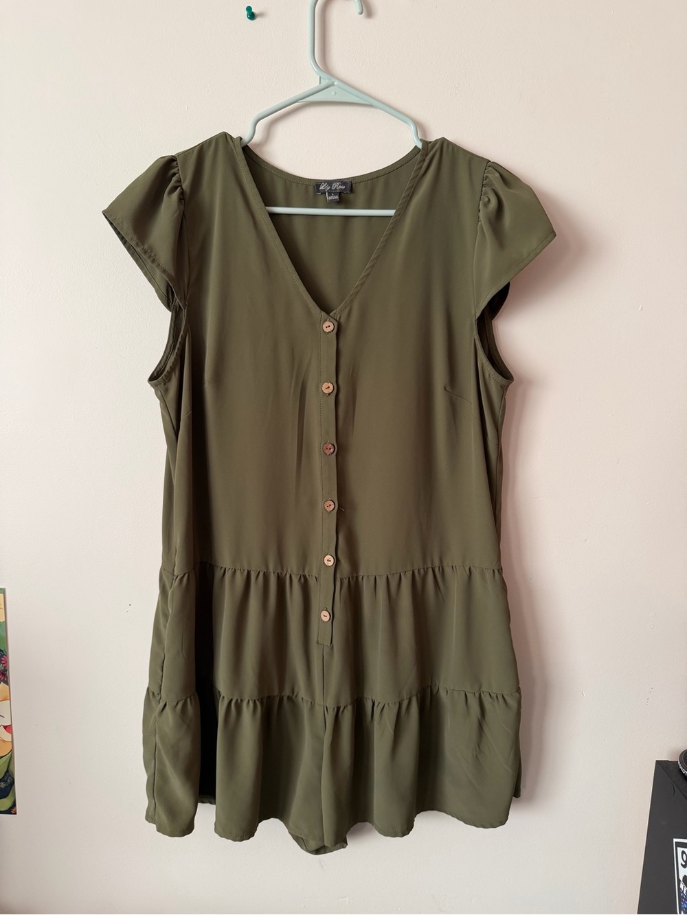 Lily Rose Olive Wrap-Style V-Neck Dress
